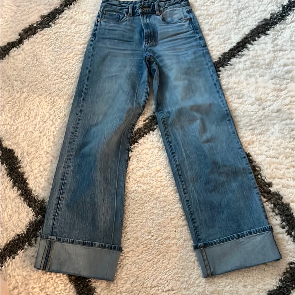 Wide-Leg Blue Jeans